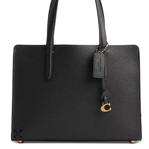 COACH Polished Pebble Leather Carter Carryall 28BLACK